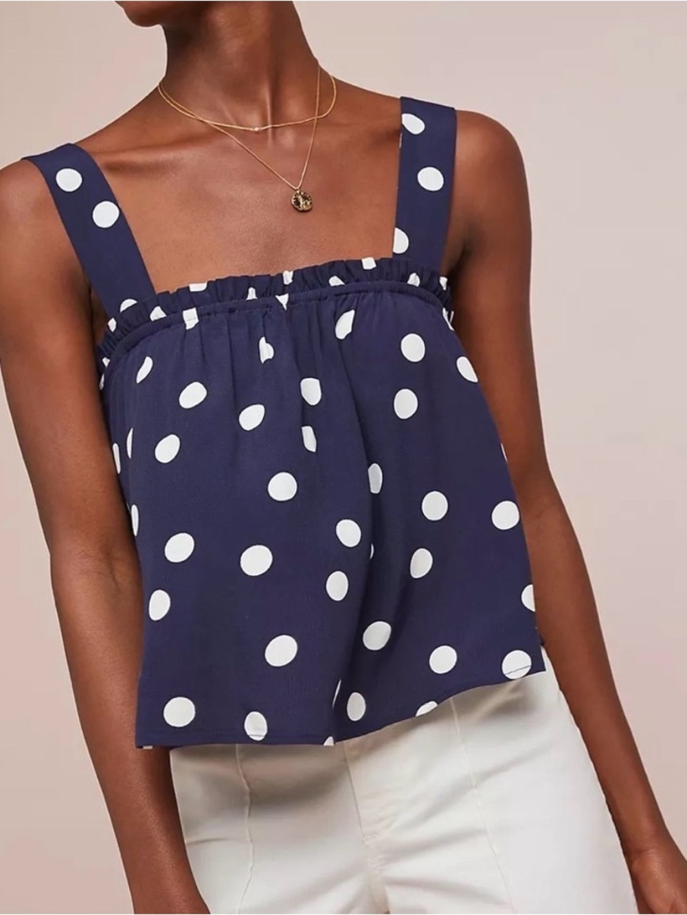 Maeve by Anthropologie Navy Polka Dot Tank Top - Sleeveless - Picture 4 of 6